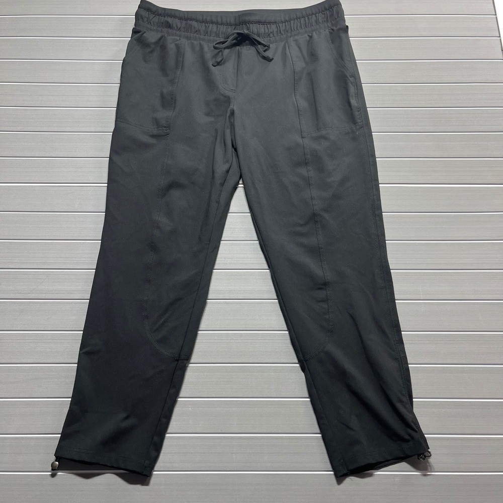 Rachel Zoe Womens XL Black Athletic Drawstring Pants Straight‎ Leg Toggle Hem